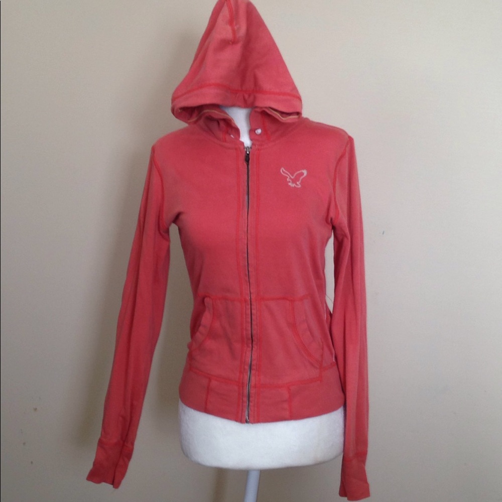 American eagle jacket women xs orange zip up